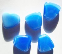 5 24x22mm Milky Blue Opal Flat Drop Nugget Beads